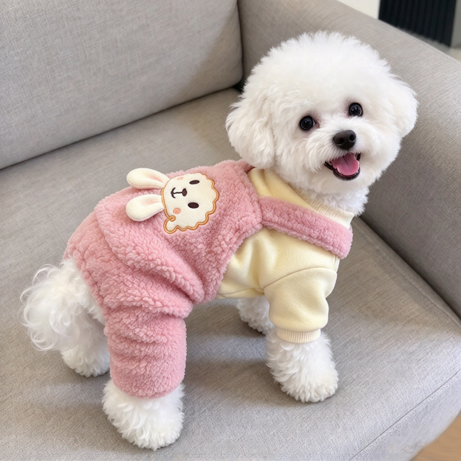 狗狗衣服秋冬装小羊背带裤加厚加绒保暖棉衣泰迪比熊小型犬四脚衣