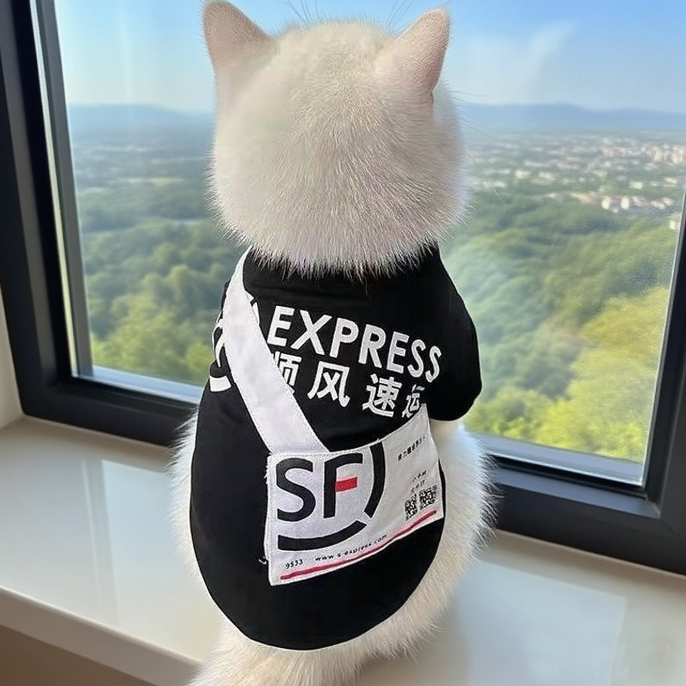 猫咪衣服快递外卖春秋款布偶英短蓝猫金渐层幼猫宠物小狗狗搞笑装