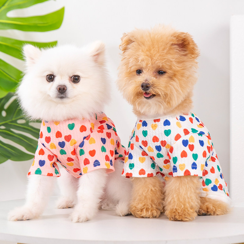 狗狗衣服春秋款宠物雪纳瑞泰迪比熊小型犬可爱防掉毛猫咪居家睡衣