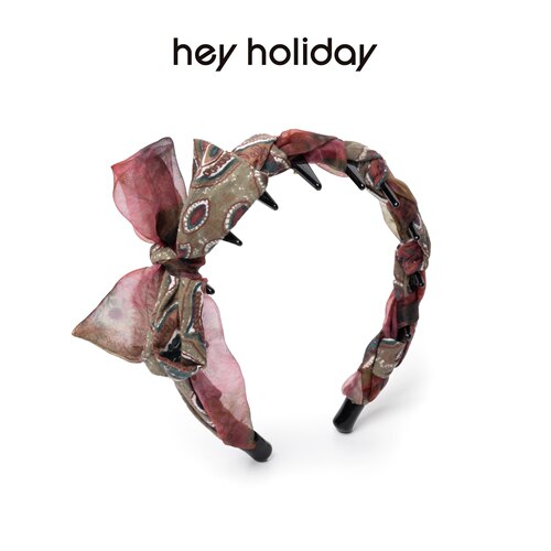 hey holiday百搭款头饰拼色蝴蝶结波浪发箍