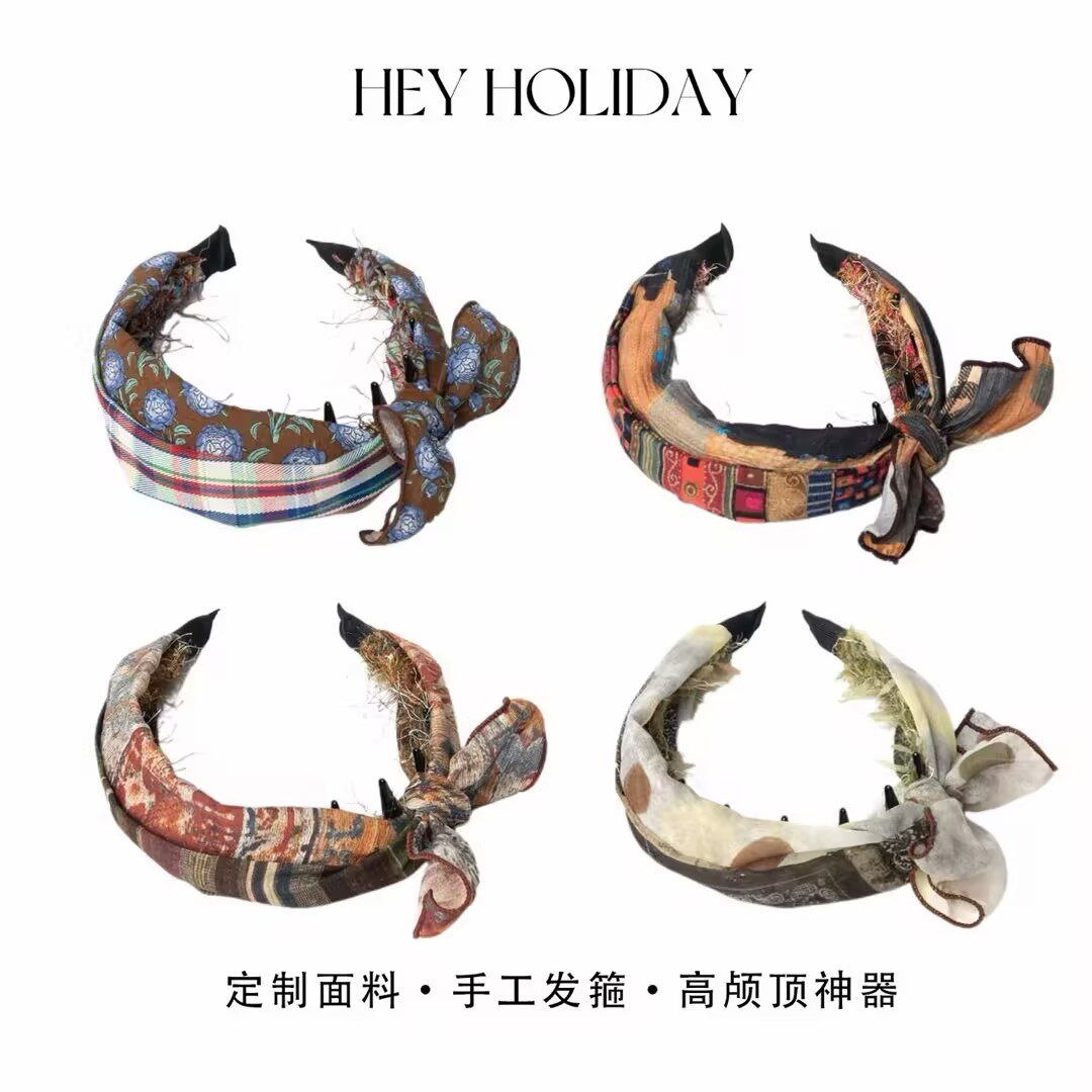 宽版蝴蝶结发箍结波浪发箍带齿防滑百搭时尚少女法式气质复古甜美