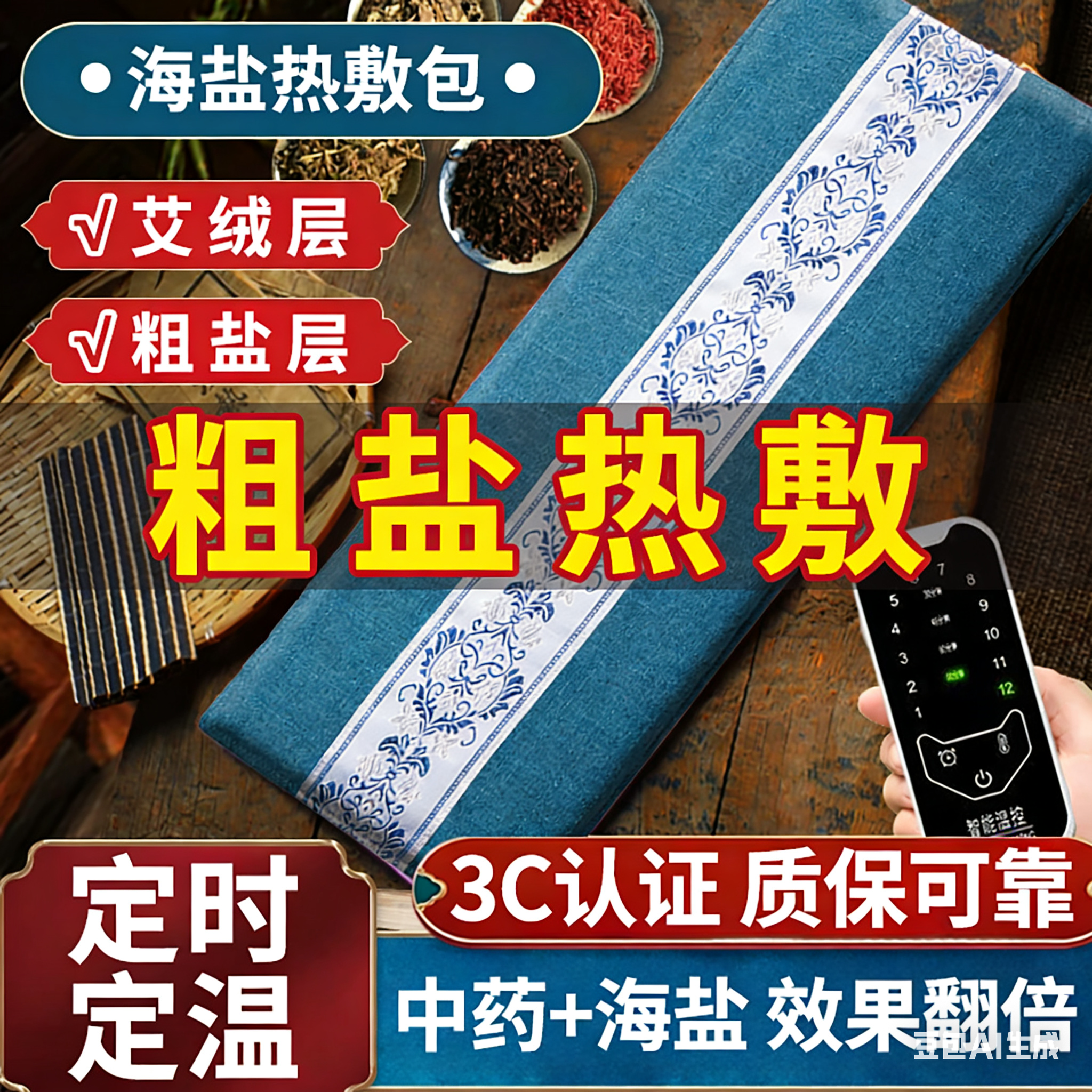 盐袋热敷包电加热海盐粗盐理疗袋子家用暖宫腰带艾灸艾草肩颈腰部