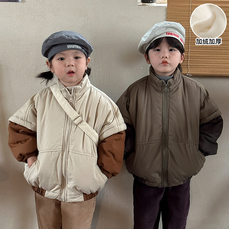 趣趣么么男女童加绒加厚夹棉棉衣