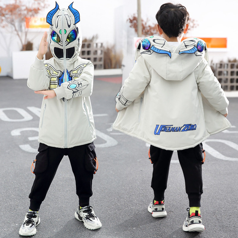 迪迦奥特曼衣服男童冬季棉衣赛罗男孩中长款棉袄儿童棉服外套童装