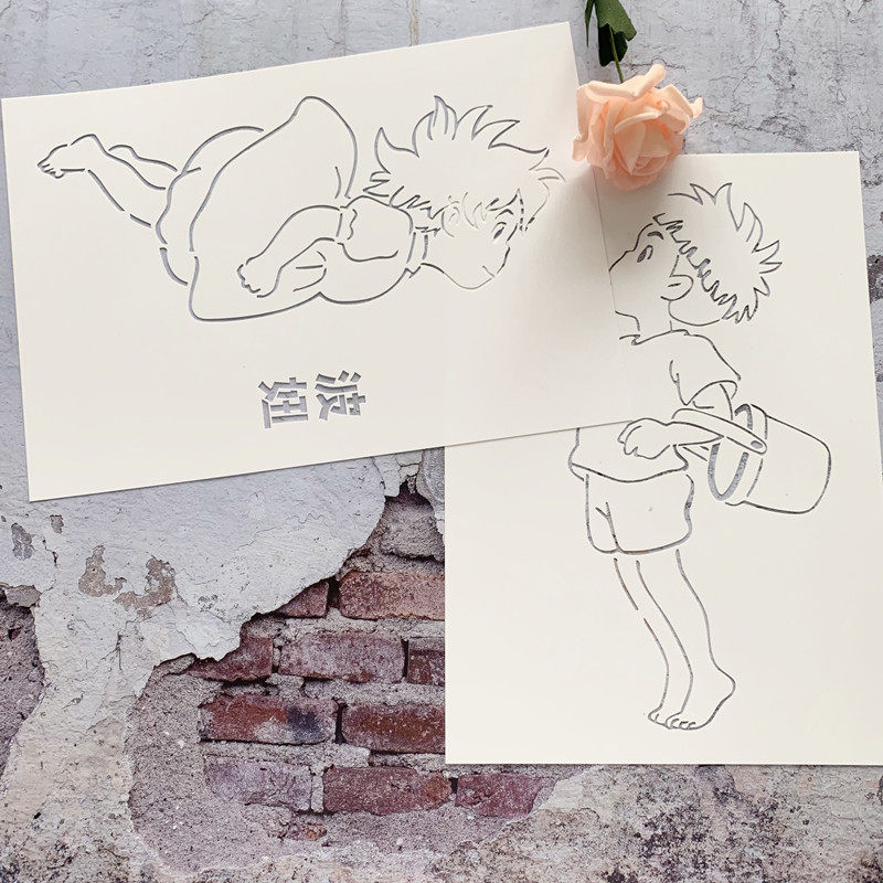 波妞宗介 创意动画diy镂空模板手绘墙绘硅藻泥真石漆涂鸦遮蔽板