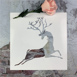 鹿 手绘DIY墙绘镂空模板卡通街头喷漆喷绘图案遮蔽板涂色工具