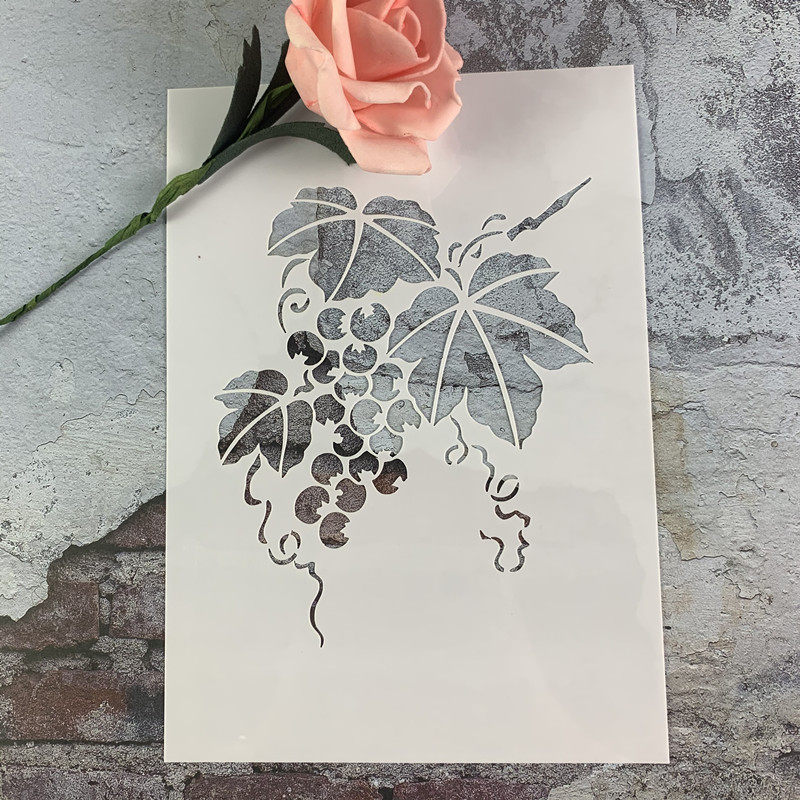 一串葡萄 水果蔬菜涂鸦植物彩绘工具diy镂空画模板墙绘手绘遮蔽板