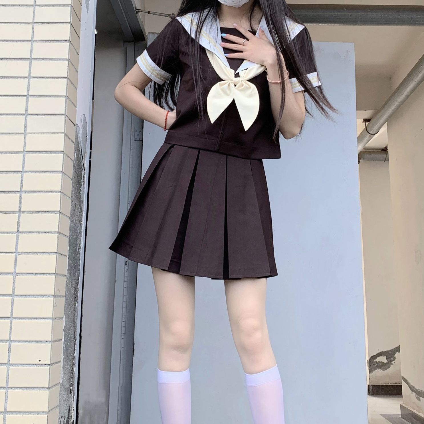 原创正统JK制服茶色二本水手服