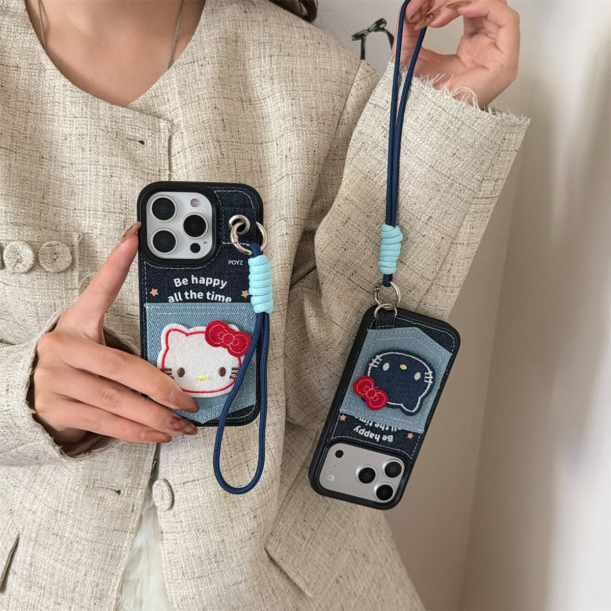 宏界 复古牛仔布可爱刺绣Kitty猫插卡包适用苹果17ProMax手机壳iphone15新款16pro创意13女款14pro防摔保护套,3C数码配件,手机保护套/壳,淘宝优惠券,粉丝福利购,淘宝优惠卷