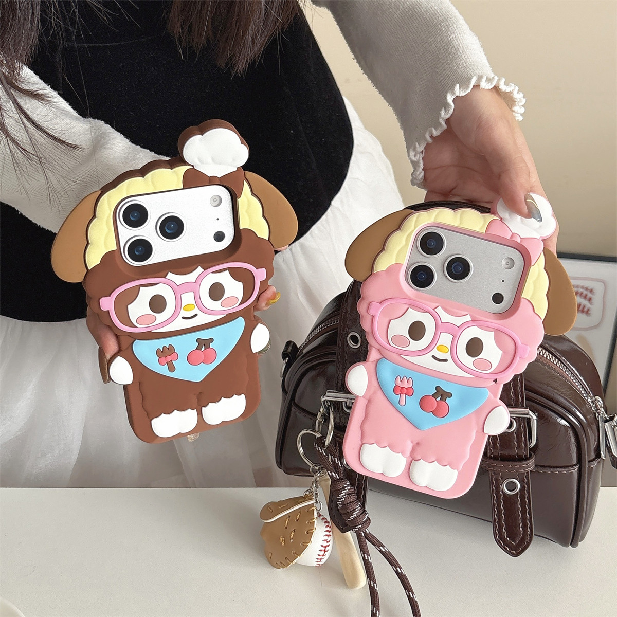 宏界 奶萌可爱立体戴眼镜厨师帽小羊适用苹果17ProMax手机壳iphone15新款16pro硅胶13Pro女款14pro防摔保护套,3C数码配件,手机保护套/壳,淘宝优惠券,粉丝福利购,淘宝优惠卷