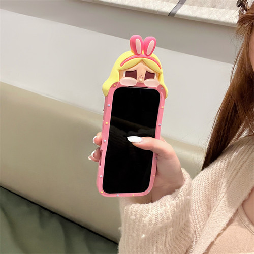 宏界 日韩可爱立体趴趴黄发哭泣女孩适用苹果17ProMax手机壳iphone15新款16pro硅胶13Pro女款14pro防摔保护套