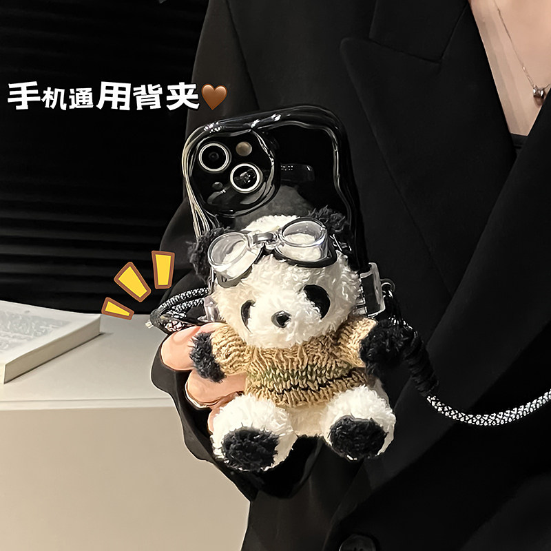 熊猫毛绒公仔背夹挂绳