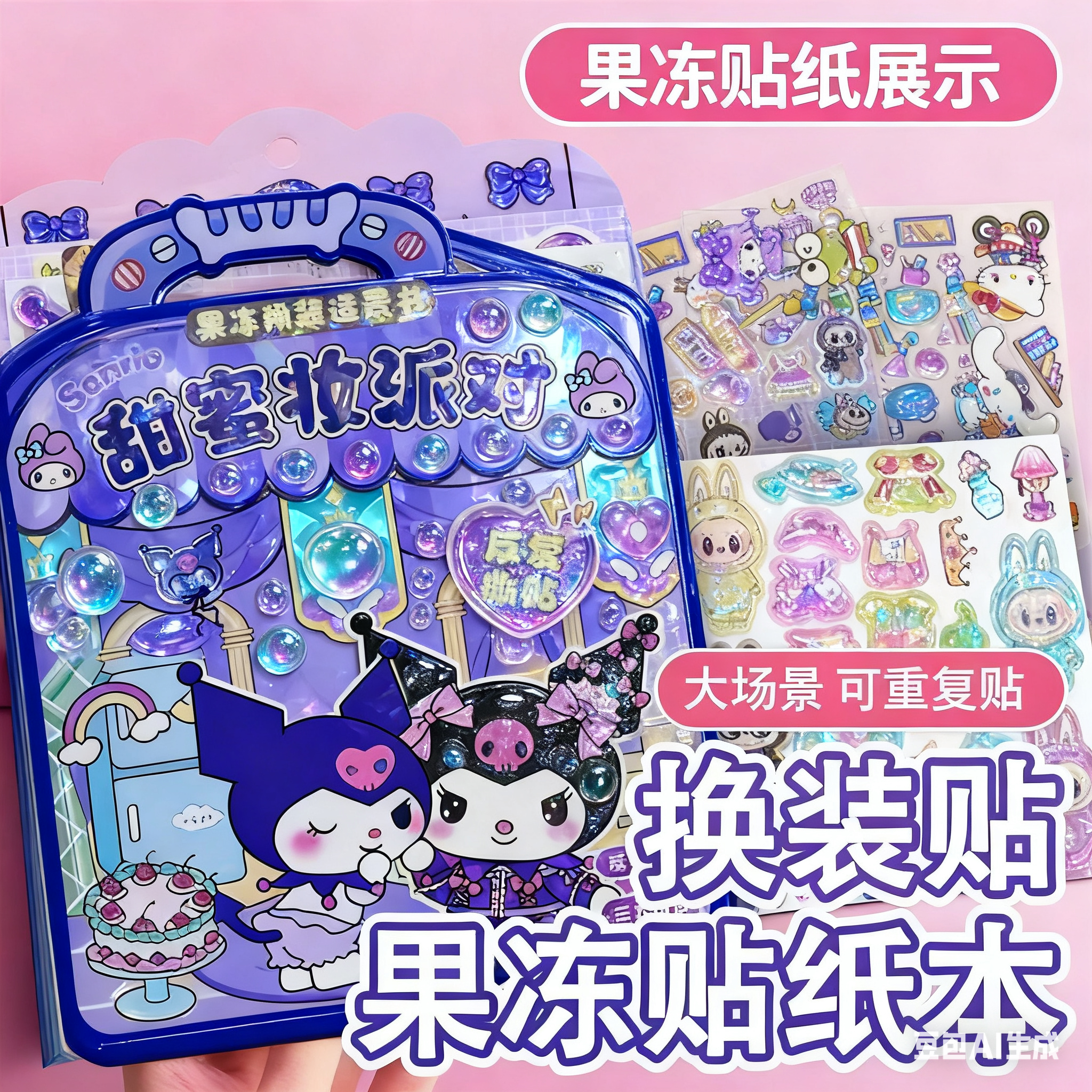 库洛米美乐蒂果冻贴安静书新款女孩子益智手工diy材料包儿童宝宝公