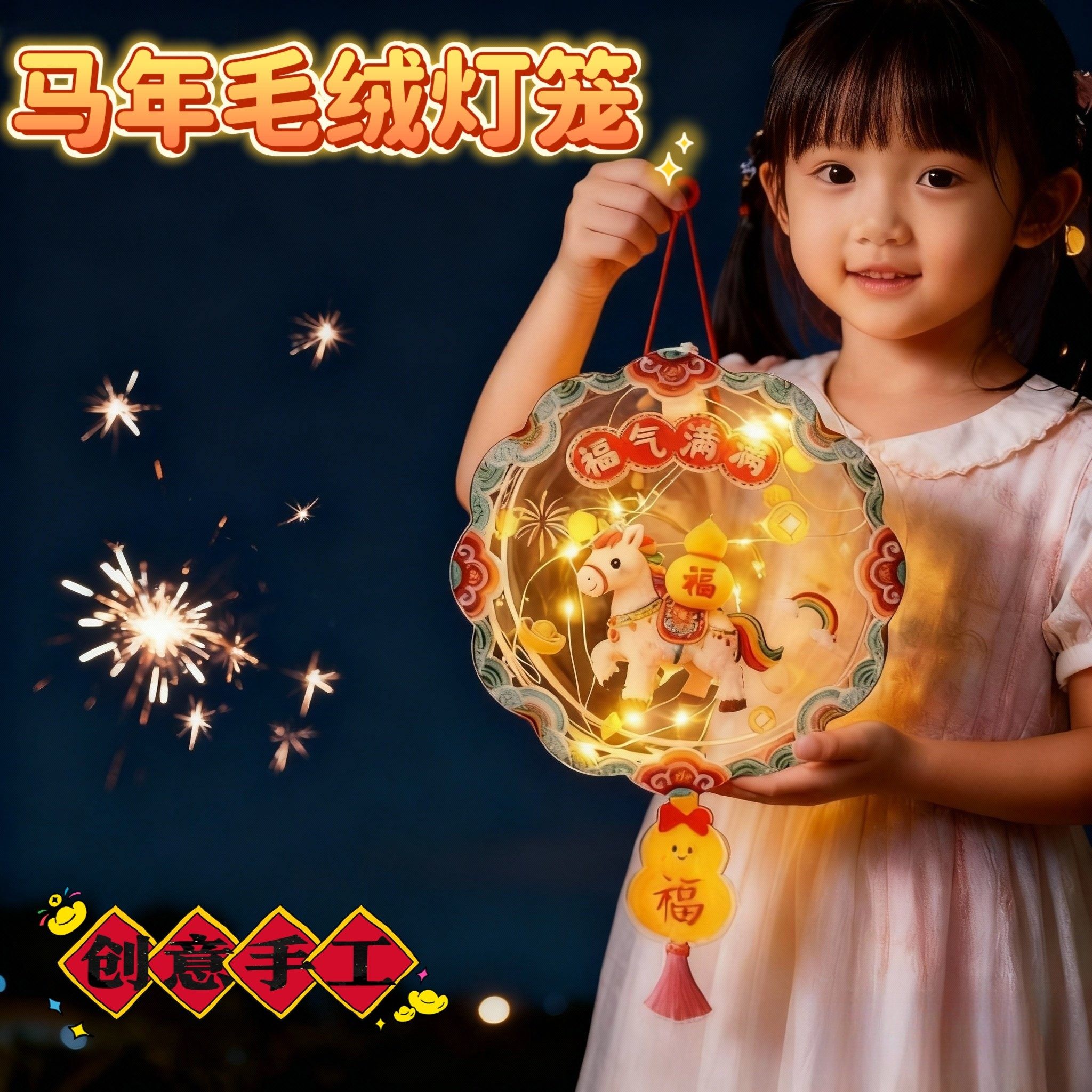 2026马年新年灯笼儿童创意手工diy材料包元宵春节手提灯玩具礼物5,玩具/童车/益智/积木/模型,其他手工制作,淘宝优惠券,粉丝福利购,淘宝优惠卷