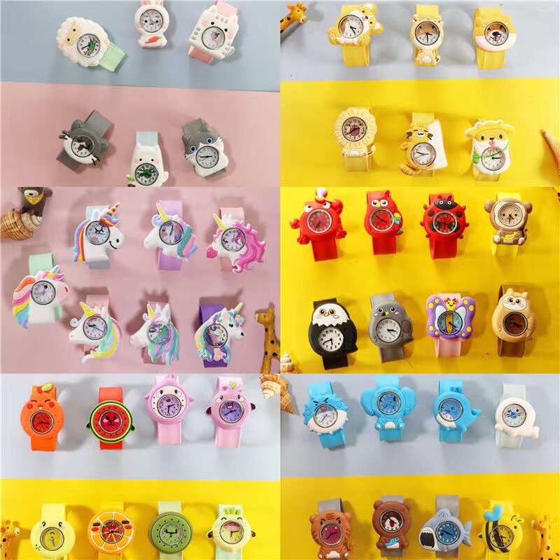 卡通动物幼儿园小学生儿童玩具手表啪啪圈硅胶拍拍表恐龙手表男女