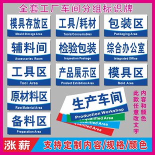 仓库标识牌分区牌工厂生产车间库房区域标志标示贴指示仓储备料区模具区综合办公室标志贴纸科室牌挂牌定制做
