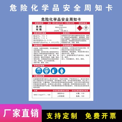 硝酸危险化学品安全周知卡危险源油漆/稀释剂/硫酸//天然气/液化气危化品危险品告知牌警告安全标志标牌全套