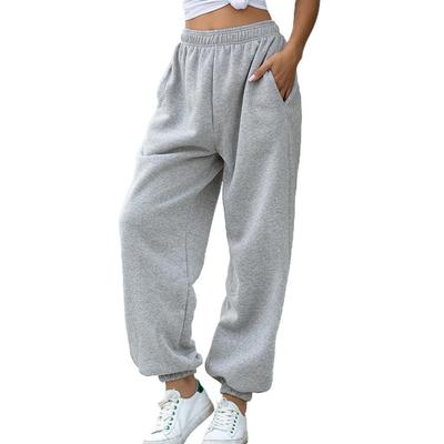 Women Sweatpants Solid Color Pockets Autumn Winter Elastic W