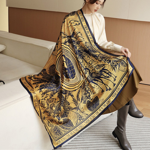 Floral Silk Scarf Shalw Women Wraps  Foulard Female Bandana