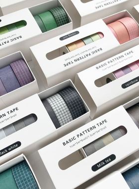 5Rolls/box Solid Color Washi Tape Set Decorative Masking Tap