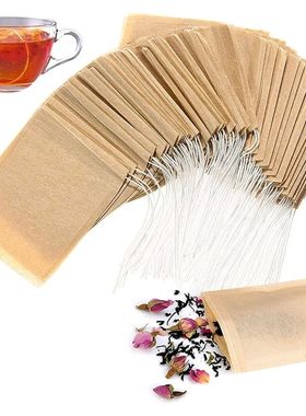 100Pcs Teabags Biodegradable Paper Tea Bag Drawstring Eco-Fr