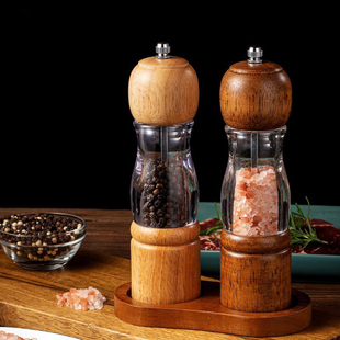 Pepper Mill Oak Wood Salt and Pepper Grinder Adjustable