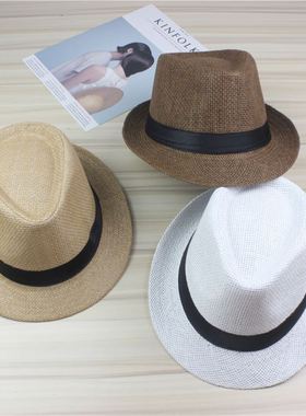 Unisex Wide Brim Felt Hats Men Women Panama Trilby Hat爵士帽