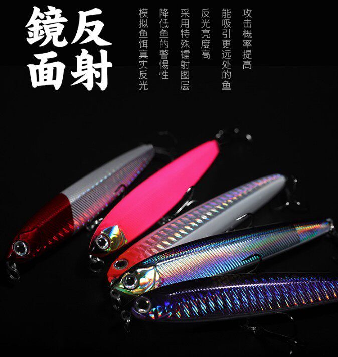 路亚饵远投沉水缓沉颤沉铅笔铁板假饵套装淡水钓翘嘴专用