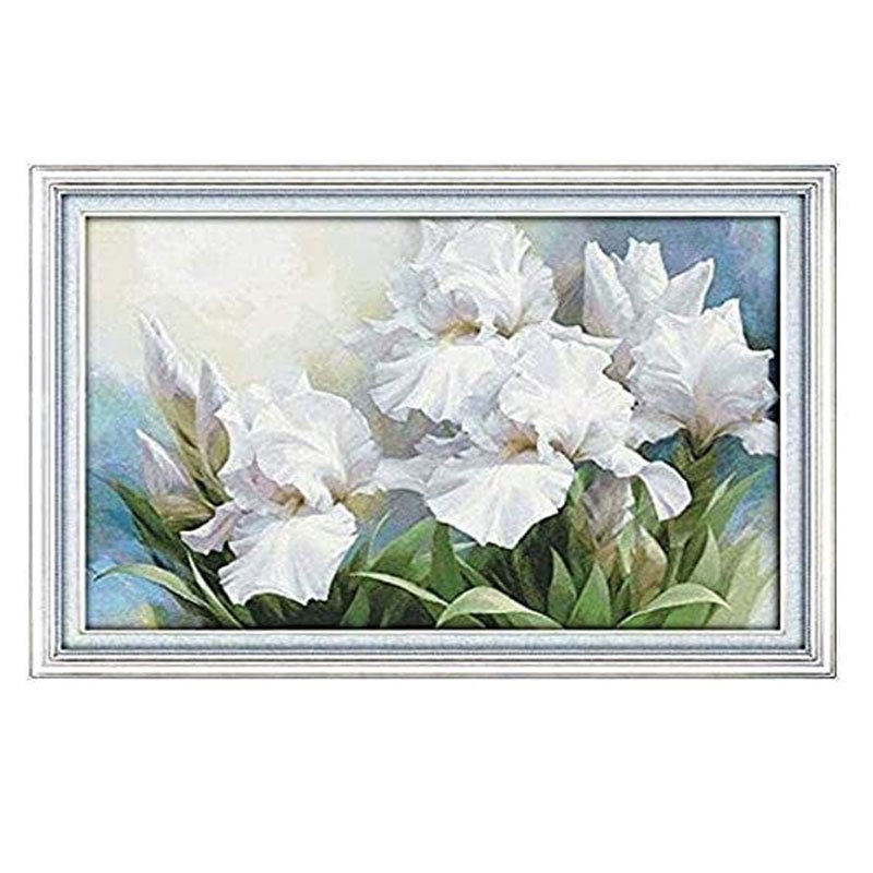 白色鸢尾花植物花卉印花十字绣