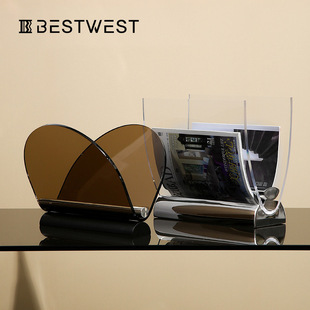 Best 饰品 west 高档亚克力杂志书架摆件商用酒店前台轻奢样板间装