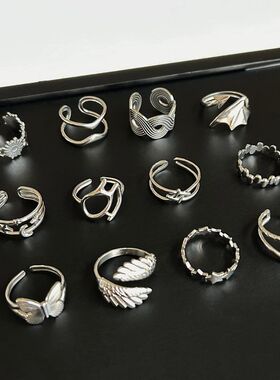 钛钢不掉色戒指开口简约银色个性冷淡风高级感百搭小众设计食指戒