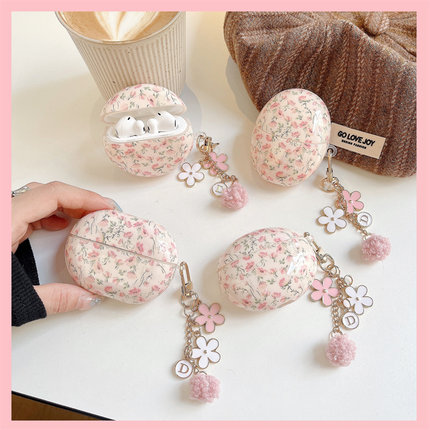 满屏粉色小碎花freeclip2保护套适用苹果华为耳机保护壳airpods3小清新5i花朵华为7i保护壳freebudppro4小巧