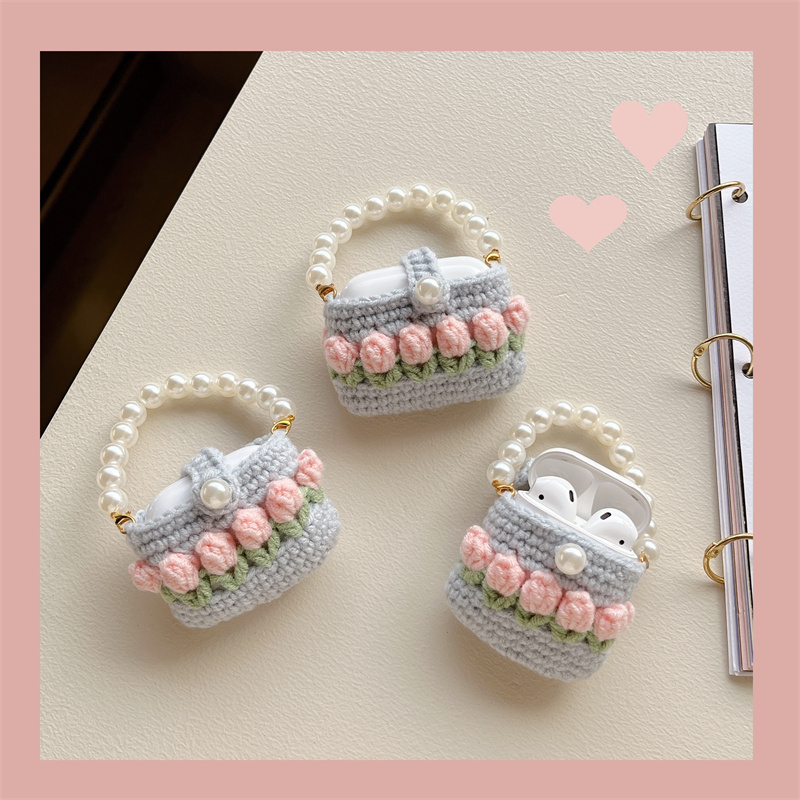 毛绒针织airpodspro保护套郁金香