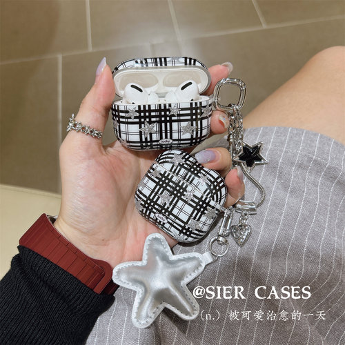 炫彩条纹黑色星星耳机保护壳