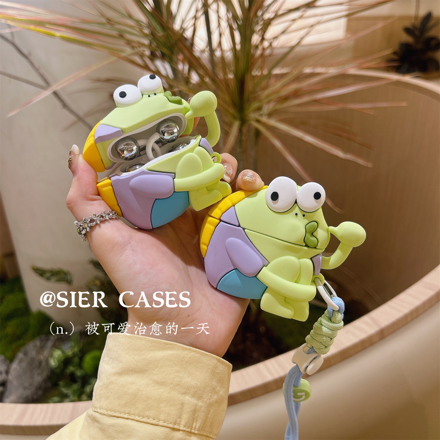 适用于华为freeclip2代比奇堡聪明鱼7i耳机保护壳freeclip硅胶软壳苹果airpodspro3代防摔保护套绿色卡通pro5