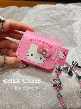 日韩ins可爱kt适用于华为freebuds6i耳机保护套freeclip耳夹连体式耳机壳苹果airpodpro1/2代粉色蝴蝶结kt4代