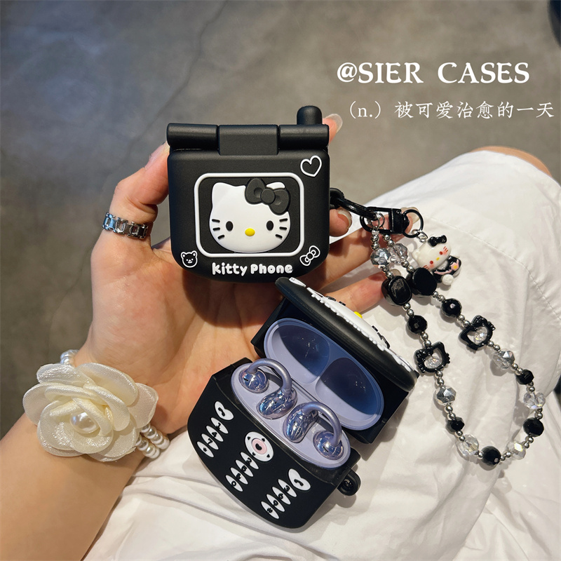 暗黑kt电话补妆镜耳机保护壳freeclip适用于华为freebuds6i硅胶保护套防摔可爱苹果airpodspro3代创意软壳6代