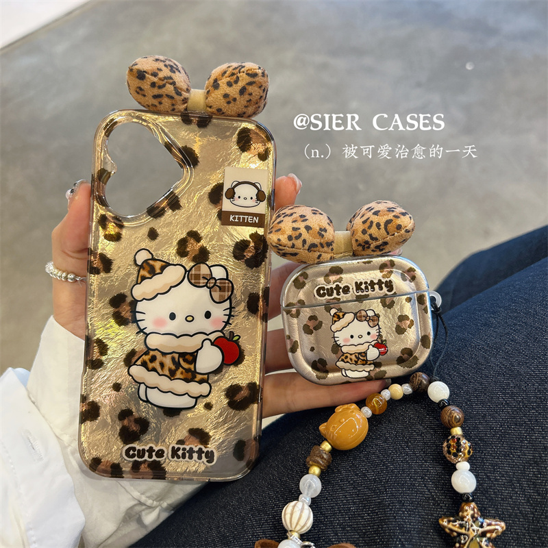 手机壳耳机壳套装豹纹kt