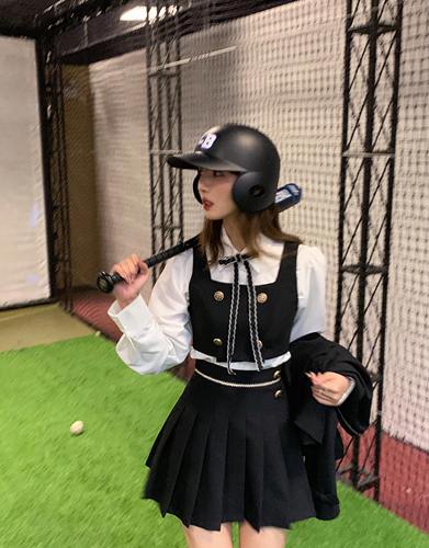 学院风少女百褶裙西装减龄运动