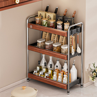 新款 家用多功能调味料瓶罐收纳神器 中古风调料品置物架免螺丝安装