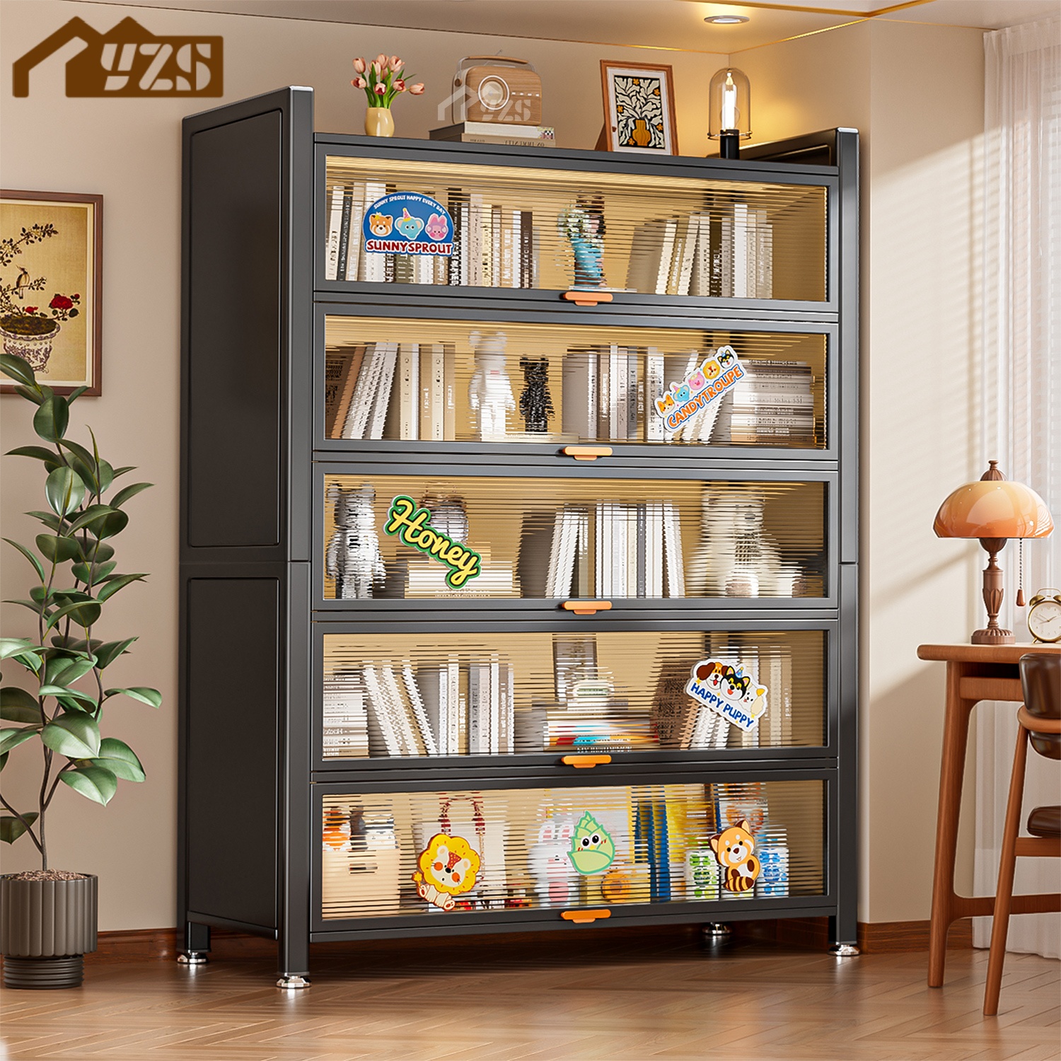 家用客厅书柜多层带门防尘柜子