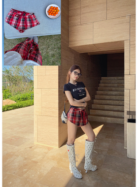 PickRui睿哥  慵懒玩家 sk1ms多巴胺复古格纹裤女美式休闲裤春夏