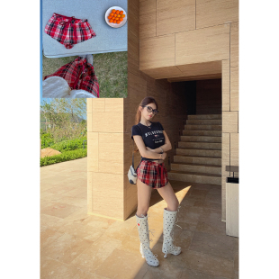 休闲裤 PickRui睿哥 女美式 sk1ms多巴胺复古格纹裤 春夏 慵懒玩家