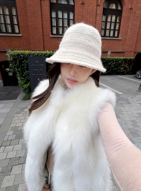 PickRui 睿哥 秋冬素颜神器简约毛呢渔夫帽女百搭盆帽气质水桶帽