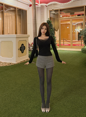 PickRui睿哥 微透感连裤袜女秋冬新款灰色百搭打底袜基础保暖袜子