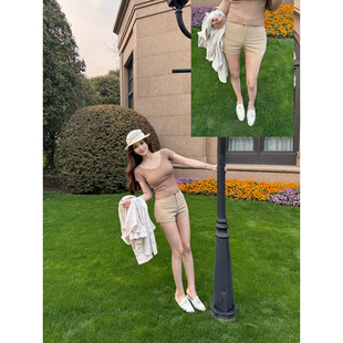 PickRui睿哥 夏季新款高腰简约百搭短裤女气质辣妹紧身裤子显瘦