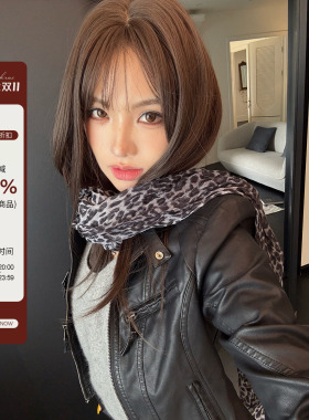PickRui睿哥 秋冬新款保暖豹纹围巾女包头护颈围脖披肩百搭高级感