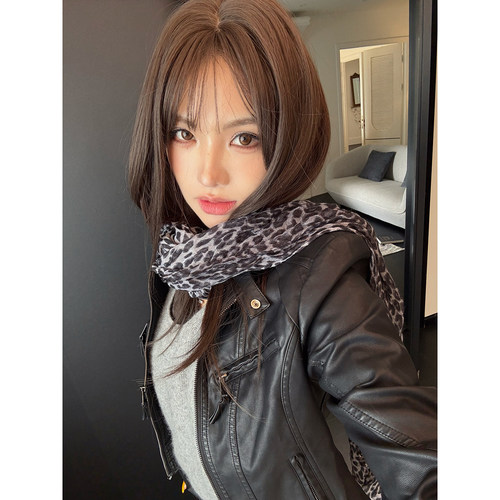 PickRui睿哥 秋冬新款保暖豹纹围巾女包头护颈围脖披肩百搭高级感