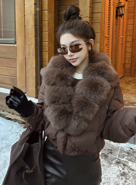 PickRui 睿哥 冬日可可 chao大狐狸毛领蓬蓬短款羽绒服高级感女冬