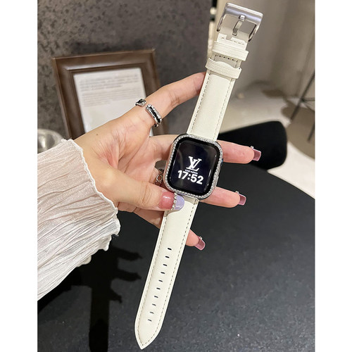 质感双面真皮手表表带适用于苹果